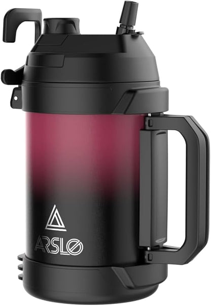 Sports Water Jug - Gallon Water Bottle - Large Insulated Stainless Steel Bottle for Gym, Workouts, Basketball, Football, Soccer - Keep Water Cold for Up To 24 Hours - 128 Ounce (Red Black)