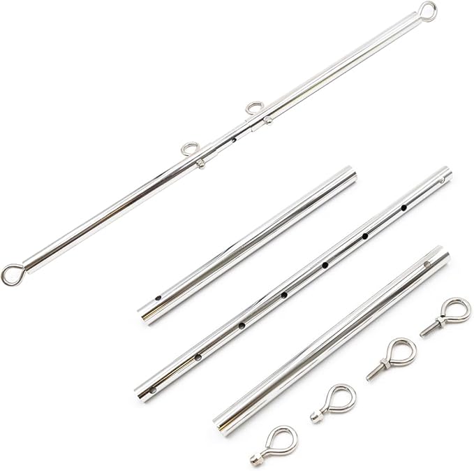 Stainless Steel Silver Adjustable Pilates Bar Set Sports Aid Training Fitness Gear (Silver A)