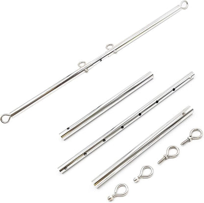 Stainless Steel Silver Adjustable Pilates Bar Set Sports Aid Training Fitness Gear (Silver A)
