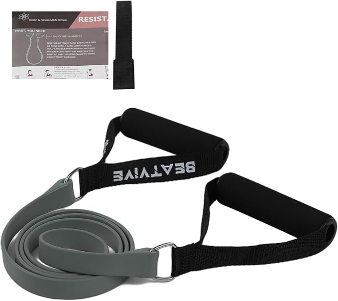 Exercise Bands with Handles, Resistance Bands with Handles, Ideal for Physical Therapy, Strength Training, Muscle Toning - Door Anchor and Starter Guide Included