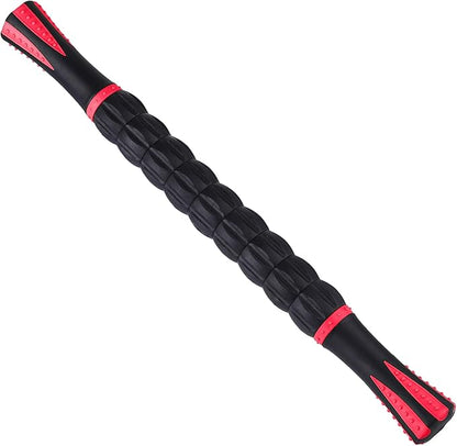 Massage Roller Stick,Muscle Roller Stick for Athletes, Liposuction Massage Roller for Lymphatic Drainage, for Relief Muscle Soreness, Trigger Points, Help Runner Legs, Back Recovery (Red & Black)