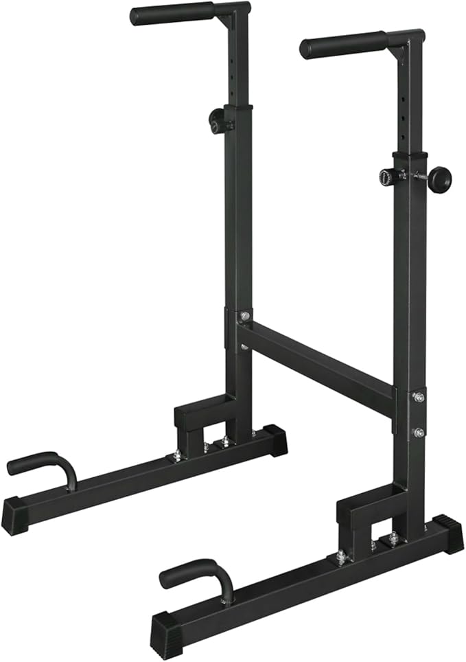 Height Adjustable Dip Station for Home Gym,Versatile Fitness Equipment for Pull-Ups,Push-Ups & Dips,Heavy-Duty Steel Frame Construction with Foam Grip Handles,Portable Strength Training Stand