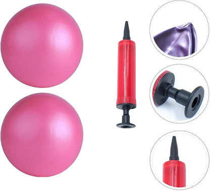 Thickened Frosted PVC Yoga Ball 25cm Mini Pilates Ball Set with Pump, Balancing Stability Trainer for Core Exercise and Fitness Training at Home Random Color