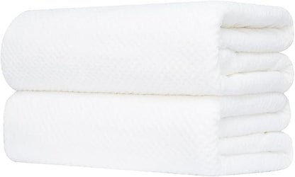 Bath Towel Set Pack of 2, 35 x 70 Inches Large Microfiber Bath Towels, Soft, Absorbent, and Quick Dry Towels for Bathroom, Pool, Beach, Swim, and Yoga, Large Bathroom Towels(2PCS White)
