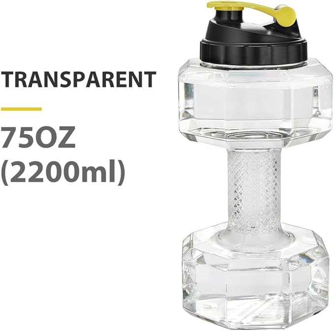 2.2L / 75Oz Dumbbell Shape Water Bottle, PETG Eco-friendly Sports Fitness Exercise Water Jug for Gym, Yoga, Running, Outdoors, Cycling, and Camping