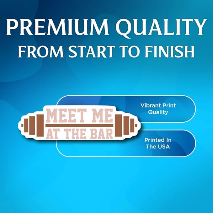 Meet Me at The Bar - Workout Junkie - Weight Training Fitness Coach - Gym Rat Stickers - Premium Quality Vinyl Bumper Stickers 2-Pack | 5-Inch on Widest Side | Made in USA - FHJ504