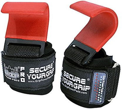 Weight Lifting Rod Hooks Heavy Duty Wrist Wraps Power Weight Lifting Training Gym Grips Straps Set of 2