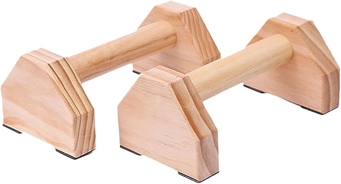 BESPORTBLE Solid Wood Push-up Bracket for Home Workout Smooth Beech Wood Parallettes Bars with Non-slip Support Muscle Training Calisthenics Handstand and Strength Exercises