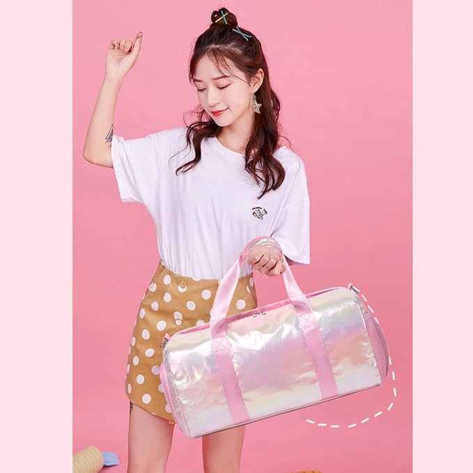 Dance Bag for Girls Sports Gym Duffle Bag with Shoes Compartment Wet Pocket Water Resistant Weekender Carry On Travel Bags for Teen Girls