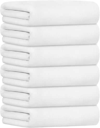 JML Bath Towel, Large Microfiber Bath Towels Set 6 Pack (30" x 60") - Soft, Extra Absorbent, Quick Dry as Hair Wrap, Fitness, Sport, Yoga, White