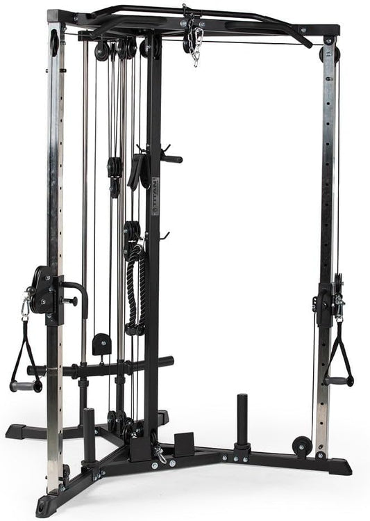 Titan Fitness Plate-Loaded Functional Trainer, Cable Crossover Machine with 660 LB Capacity, Smooth Fiberglass-Reinforced Cables, Multi-Grip Pull-Up Bar, LAT Bar, Low Row, Dual Stirrups