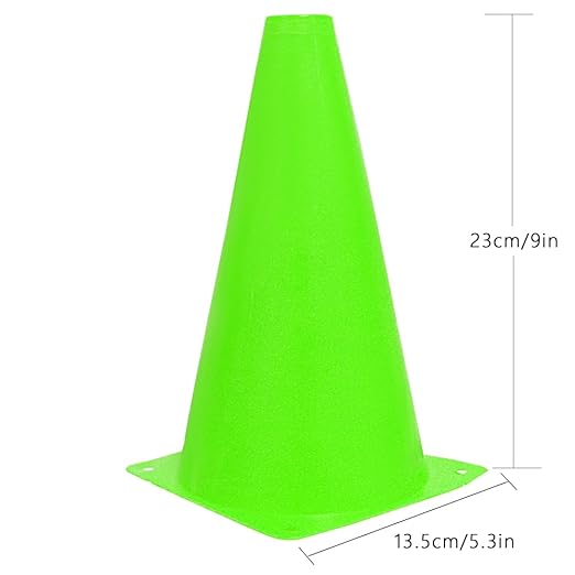 Alyoen 9 inch Traffic Cones, Plastic Sport Cones, Green Soccer Training Cones for Outdoor Activity & Festive Events (Sets of 10/15/ 20)