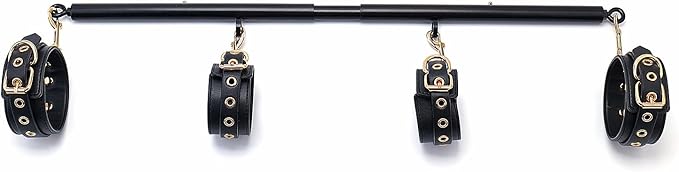 Spreader Bar Heavy Duty Stainless Steel Expandable Silver Bar Home Gym with 4pcs PU Purple Adjustable Strap,Sports Aid Training Fitness Gear Pilates Aid Kit,Yoga Set