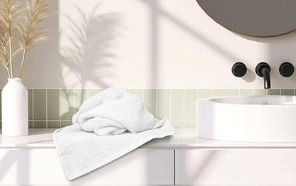 100% Cotton Bath Towel Set, White 24x48 Pack of 6 Towels, Quick Dry, Highly Absorbent, Soft Feel Towel, Gym, Spa, Bathroom, Shower, Pool, Luxury Soft Towels Light-Weight