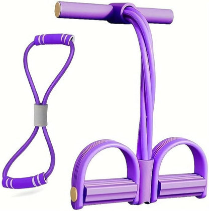 6-Tube Foot Pedal Resistance Bands with Handles | Figure 8 Resistance Band, Full Body Workout Kit for Home Gym, Strength & Toning | Portable Fitness Equipment for Legs, Arms, Core & Glutes