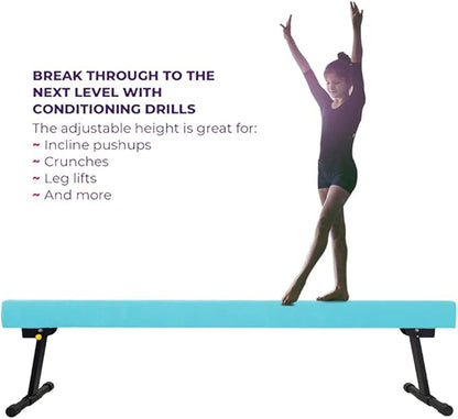 6ft Ultrasimple Adjustable&Foldable Balance Beam,High-Low Floor Beam Suede Gymnastics Equipment,No Tool Require, Gymnastics Beam for Training&Professional HomeTraining