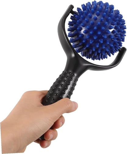 minkissy Large Spiky Ball Mobility Yoga Stick Massage Roller for Muscle Relief, Handheld Pilates Posture Rod Dual Black and Blue Colors, Body and Leg Massage Tool for Runners and Fitness