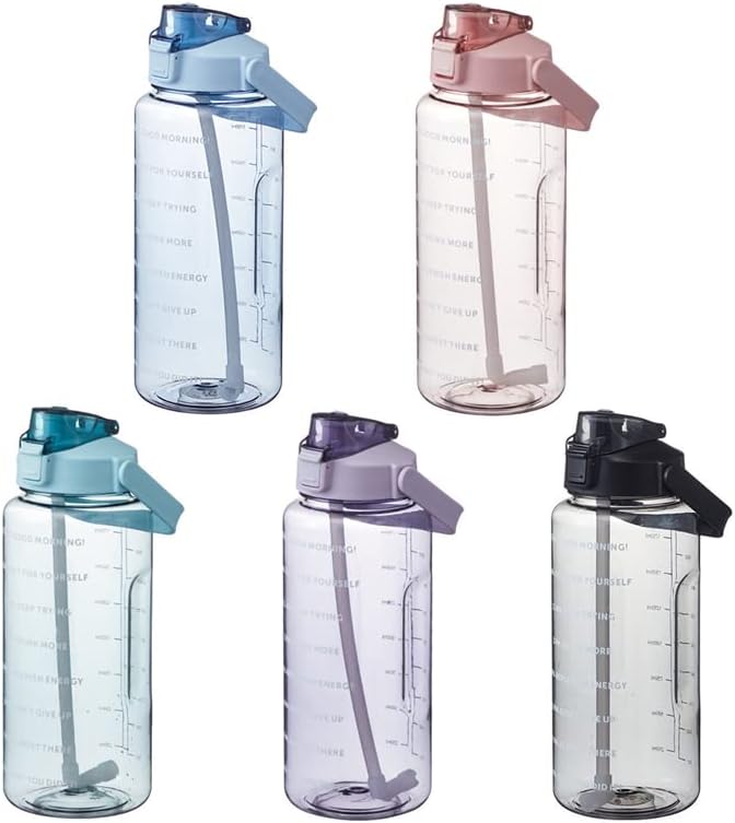 Water Bottle,Water Bottles,Gym Drinks Bottle,Sport Drinks Bottle, 2L Large Capacity with Straw Portable Water Bottles Fitness Bike Cup Summer Cold Water Jug with Time Mar