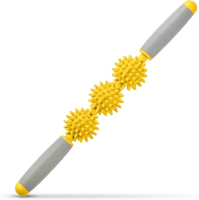 Cellulite Massager, Fascia Blaster for Cellulite, Muscle Roller Stick Lymphatic Drainage Massager for Relif Body Sorness, Trigger Points, Sports Legs, Back Recovery, Luminous Yellow