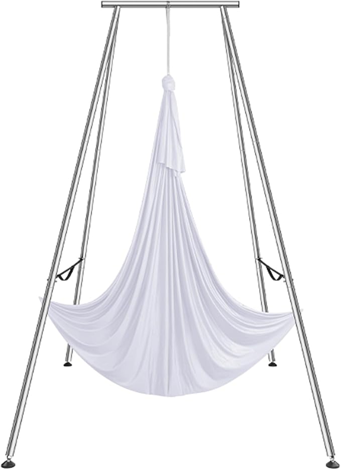 VEVOR Yoga Stand Frame, Max 441-551 lbs Load Swing Stand, Triangular Structure Aerial Rig, Aerial Silk Stands with Yoga Hammock, Standard & Height-Adjustable Version