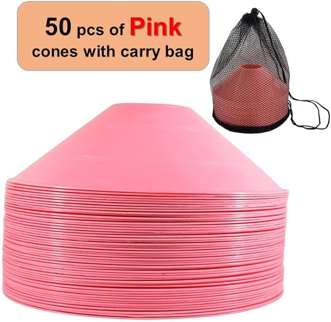 Thicker Disc Cones (Set of 50) Agility Soccer Cones with Carry Bag for Training,Football, Kids, Sports, Field Cone Markers