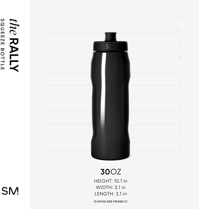 Simple Modern Rally Squeeze Plastic Water Bottle | 30oz Locking Leakproof Cup for Gym, Sports, Electrolytes, Travel | Midnight Black