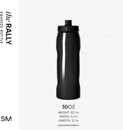Simple Modern Rally Squeeze Plastic Water Bottle | 30oz Locking Leakproof Cup for Gym, Sports, Electrolytes, Travel | Midnight Black