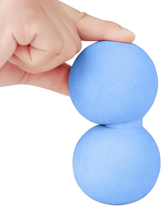 Double Lacrosse & Micro-Elastic Peanut Massage Ball - Myofascial Release Tool for Muscle, Back, Foot, and Physical Therapy, Mobility Roller for Acupressure and Relaxation (Blue)