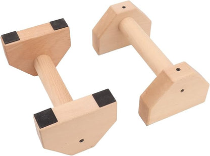 2pcs Wooden Push Up Handles, Anti - Slip Beech Wood Pushup Bars with Silicone Pads, Joint - Friendly Parallettes for Calisthenics Handstands Home Gym Use