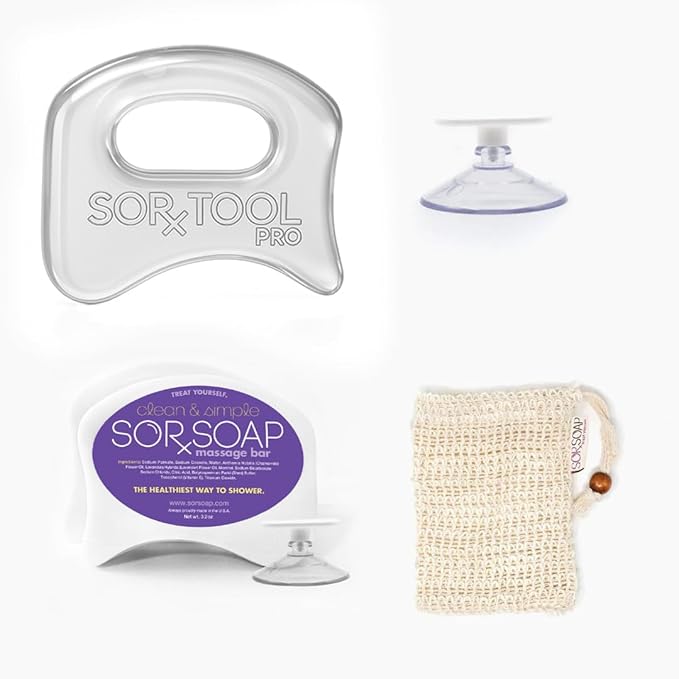Pro Bundle | Muscle Scraper Soap Bars & SORTOOL Pro Myofascial Release Tool | Fascia Massage Recovery & Deep Clean | 2 Bars, Tool, Holder, & Exfoliating Bag Included
