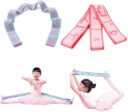2 PCS Kids Stretching Strap - 8-Loop Adjustable Stretch Bands for Dance, Ballet, Yoga, Gymnastics Workout, Children‘s Fitness Equipment, Stretching Resistance Bands and Home Flexibility Training