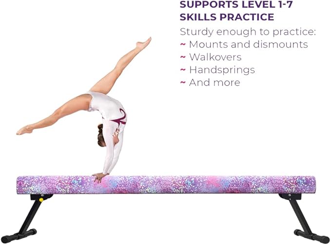 6ft Ultrasimple Adjustable&Foldable Balance Beam,High-Low Floor Beam Suede Gymnastics Equipment,No Tool Require, Gymnastics Beam for Training&Professional HomeTraining
