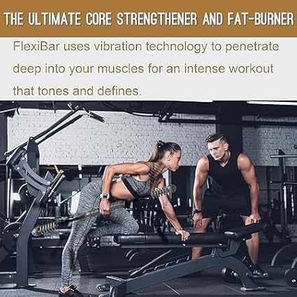 Fitness Exercise Bar,Elastic Fitness Bar,High Frequency Vibration Training Fat Buring Workout Bar for Yoga Pilates Sports,Power Twister for Arm,Abdominal Muscles Strength Exercises In Home Gym