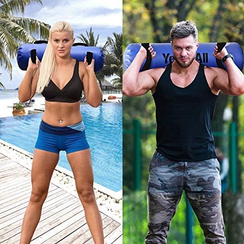 Yes4All Large Aqua Bags for Workout 35/45/80lbs - Ultimate Core Water Weights Aqua Bag - Portable Stability Fitness - Perfect Agility, Durability for Indoors and Outdoors - Clear & Dark Blue