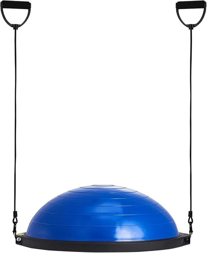 VEVOR Half Exercise Ball Trainer, 23/26 inch Balance Ball Trainer, 1500lbs Capacity Stability Ball, Yoga Ball with Resistance Bands & Foot Pump, Strength Fitness Ball for Home Gym Full Body Workout