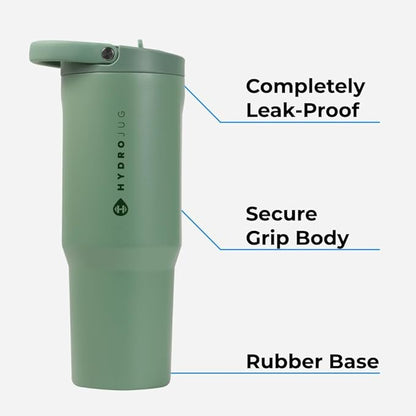 HydroJug Sport - Stainless Steel Tumbler with Straw, Vacuum Insulated, 32oz Leakproof Water Bottle, Ergonomic Design, Reusable, Dishwasher Safe, Rubber Base, Durable for Gym or Outdoors, Camo