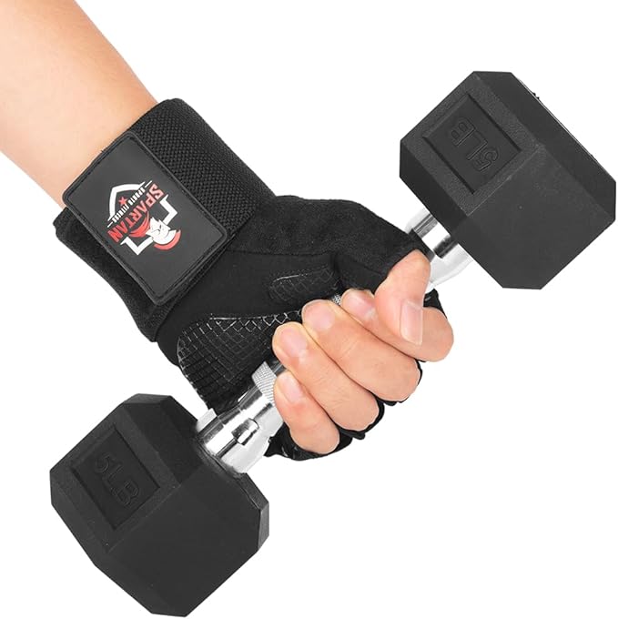 Spartan Weight Lifting Gym Workout Gloves with Wrist Support for Men & Women – Full Palm Protection, Breathable Non-Slip Grip for Training, Fitness, Crossfit, Pull Ups, Lifting, Gym, Exercise