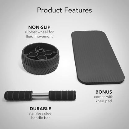Sports Research Ab Wheel Roller with Knee Pad | Sturdy 3" Wheel for Core Workouts in The Gym or at Home