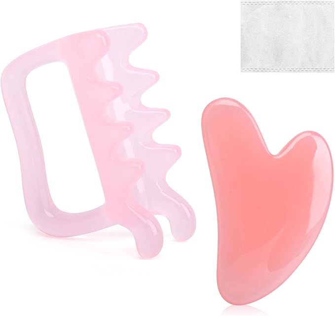 iayokocc 2 Pcs Resin Scraping Tools Kit, Gua Sha Facial Muscle Scraper Massage Tool for Cellulite Trigger Point, Lymphatic Drainage Massager for Body Release Muscle Knot Cellulite Remover