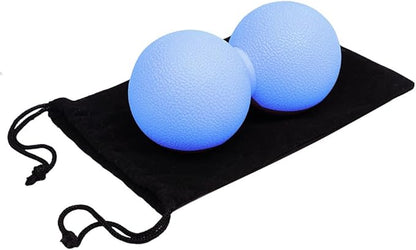 Double Lacrosse & Micro-Elastic Peanut Massage Ball - Myofascial Release Tool for Muscle, Back, Foot, and Physical Therapy, Mobility Roller for Acupressure and Relaxation (Blue)