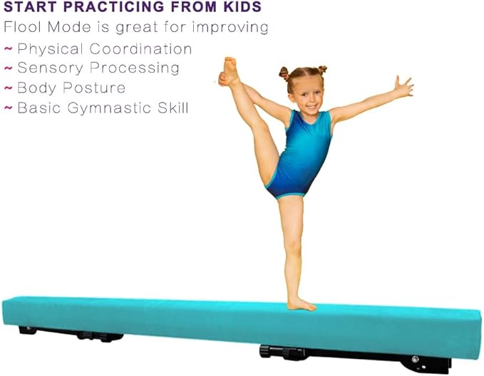 GLANT 8ft Ultrasimple Adjustable&Foldable Balance Beam,High-Low Floor Beam Suede Gymnastics Equipment,No Tool Require, Gymnastics Beam for Training&Professional HomeTraining