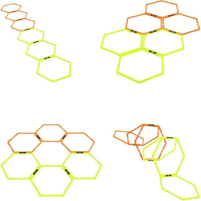 Hex Agility Rings for Speed Training & Agility Footwork Training Speed Hurdles Ladder with Carrying Bag (12 Rings)