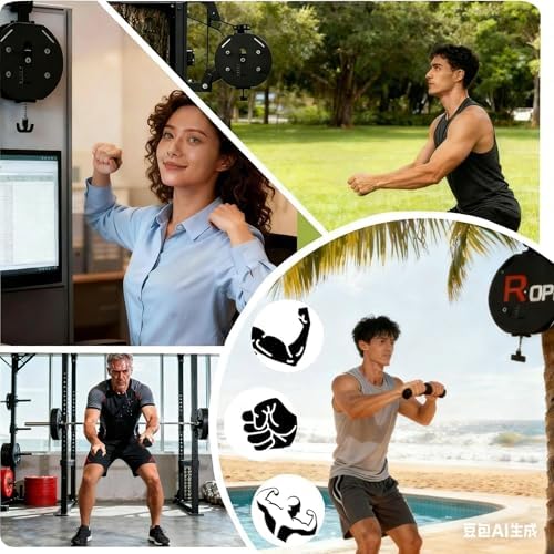 Adjustable Endless Rope Machine for Home Gym - 330lb Load Capacity, 30kg Max Resistance for Full Body Workout, Cardio, HIIT & Strength Training Equipment