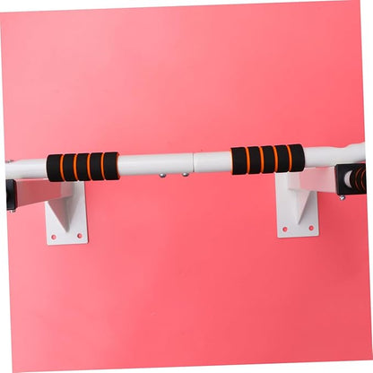 Generic Heavy Duty White Doorway Pull Up Bar for Home Gym Professional Upper Body Workout Station with Thickened Sponge Pads and Anti-slip Fixing Screws for Pull-ups Chin-ups Dips and Core