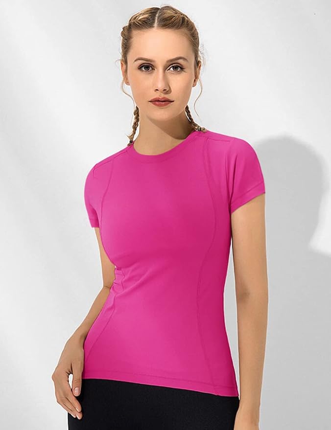Loovoo Women Workout Shirts 1/2/3 Pack Athletic Compression Tee Dry Fit Yoga Gym Basic Tops