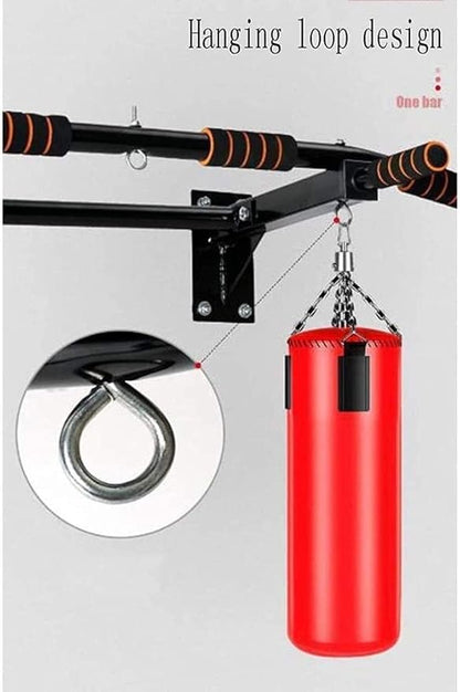 Wall-Mounted Pull-Up Bar for Home Gym - Non-Slip Muscle Strength Training Equipment with Sandbags Hanger for Indoor Power Workouts,Black