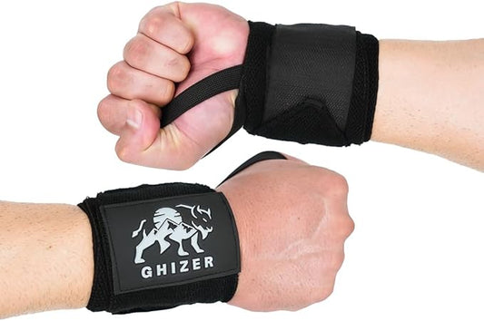 Wrist Straps for Weightlifting 18" – Gym Wrist Support for Men & Women, Elasticated Padded Wraps MMA, Kickboxing, Boxing & Powerlifting – Wrist Wraps for Pain, Lifting, Bench Press