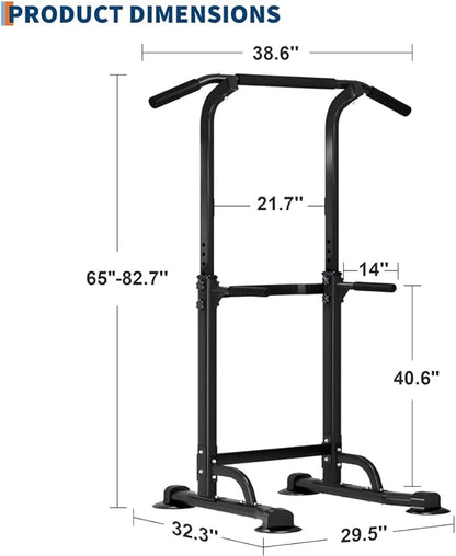 Freestanding Power Tower Pull Up & Dip Station for Home Gym, Adjustable Height Chin Up Bar with 300 Lb Capacity - Multifunctional Strength Training Equipment for Men, Women, Teens