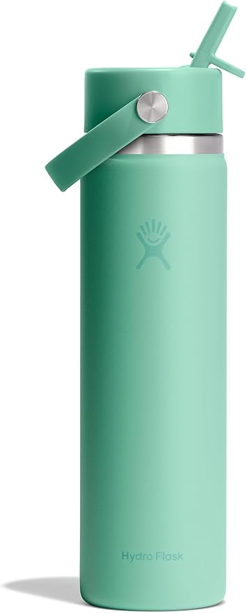 Hydro Flask Water Bottle - Insulated Stainless Steel - Wide Straw Lid, Non Spill, Leakproof in 24 Oz Mermaid Green