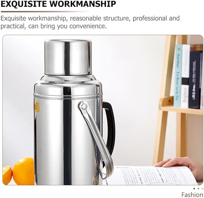 Insulated Water Bottle 3.2L Large Capacity Stainless Steel Flask Glass Inner Liner Vacuum Insulated for Beverages for Home Gym and Camping